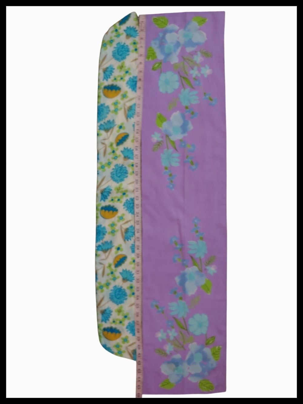 Vintage Pair of Floral Silk Neck Scarves - Lavender, Green, Blue - Picture 2 of 3